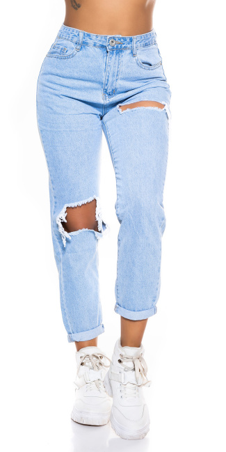 Highwaist Mom Fit Ripped Jeans Blue